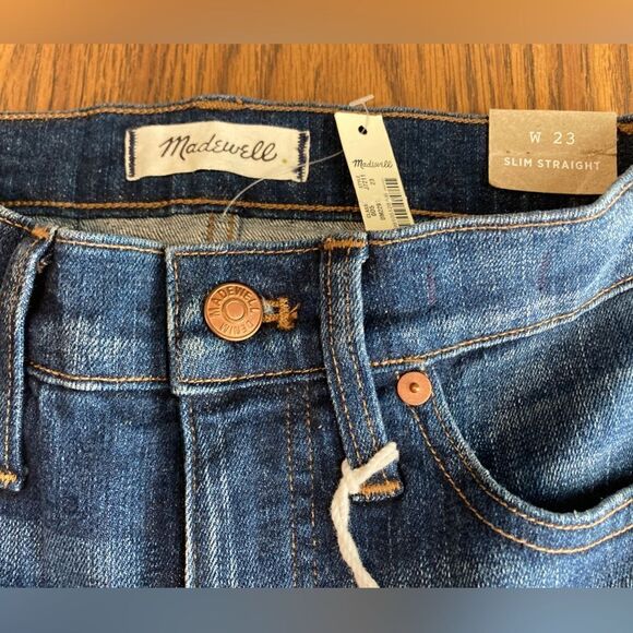 NWT Madewell Slim Straight High Rise Blue Jeans Size W23 - Picture 10 of 12